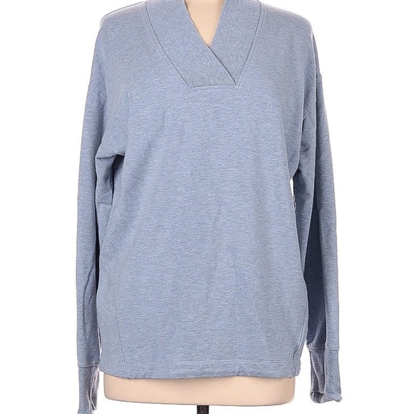 Athleta Clarity V Neck Sweater | Heron Blue Heather - Picture 2 of 3